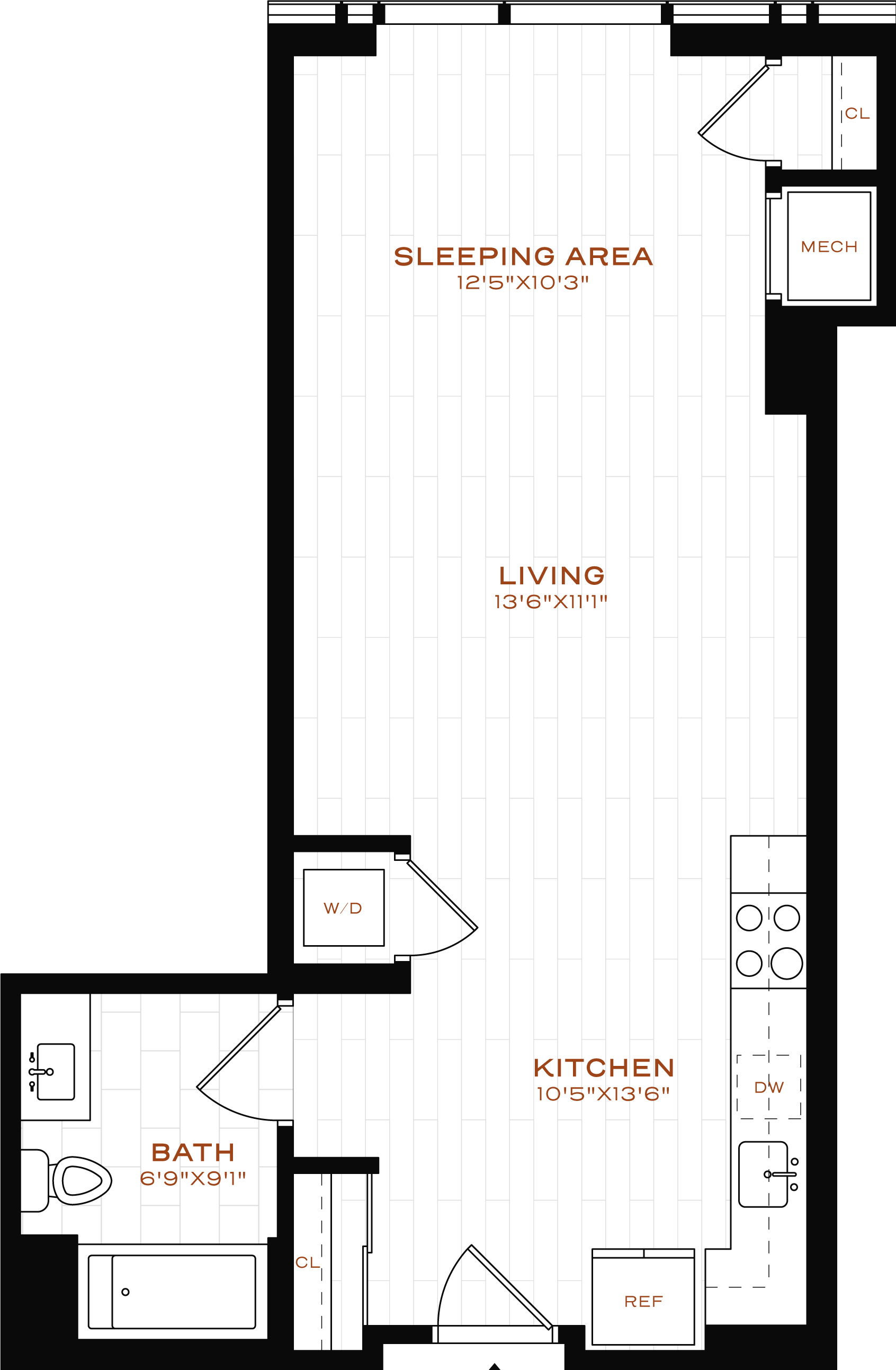 Rendering of the Studio-T-14a Floor Plan